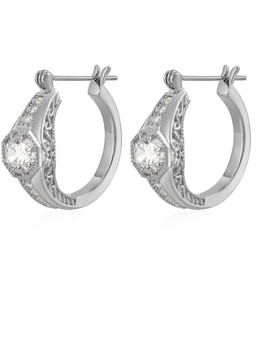 FL&L Vintage Engagement Hoop Earring Silver |LUVAJ
